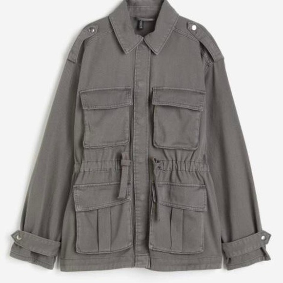 H&M Divided Olive Gray Utility Military Jacket - Picture 1 of 7